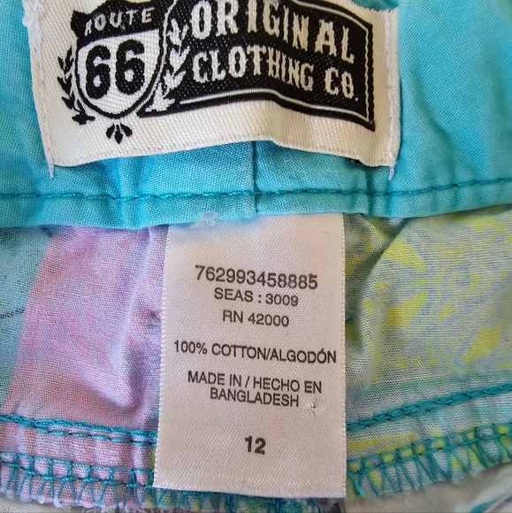 ROUTE 66 Girls Youth Turquoise Purple Patchwork Adjustable Shorts - Picture 4 of 8
